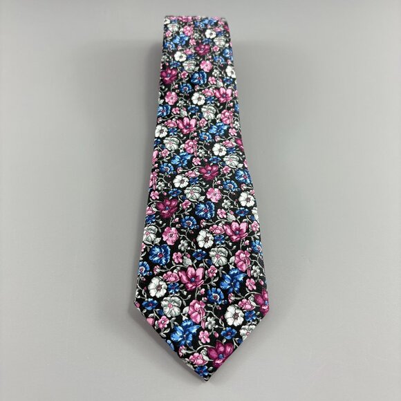 Pierre Cardin Black / Multi Flowers Men's Tie 3 1/4" x 61" - Picture 1 of 3